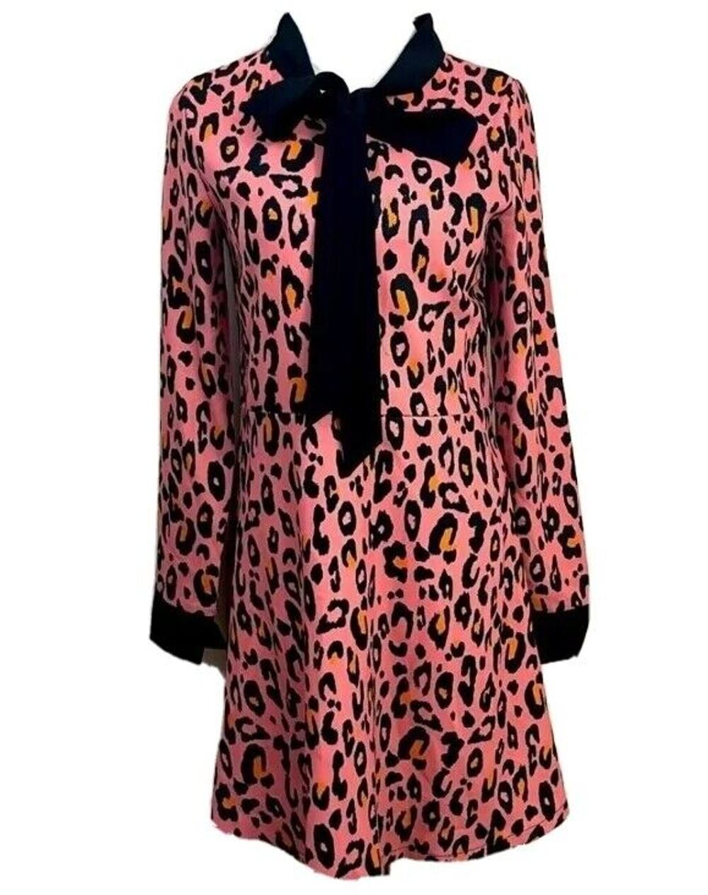 La Roque Leopard Print flutter Dress Size Medium Black AND Pink